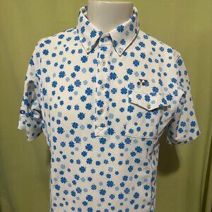 Yonex Sample Men's Blue Floral White Polo Men's T-Shirt Badminton Tennis Polyest